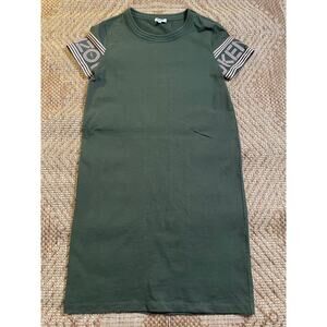 KENZO Green Short sleeve T Shirt Dress with pink logo sleeve Sz XS